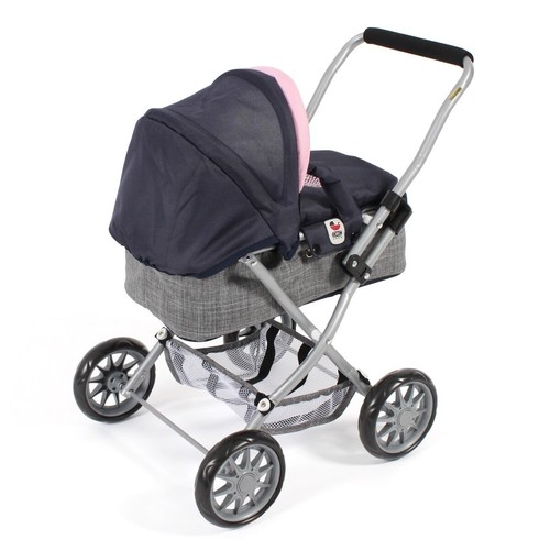 Bayer Chic 2000 Puppenwagen Kinderwagen SMARTY Melange grau-navy TOP - Bild 3 von 3