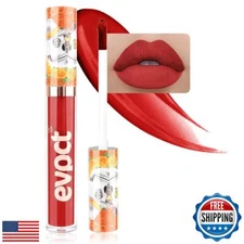 evpct 1Pcs Fire Red Matte Liquid Lipstick Lip Stain Sets for Women, Skull Fac