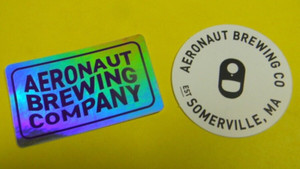 2 NEW AERONAUT BREWING COMPANY BEER STICKERS SOMERVILLE MASSACHUSETTS