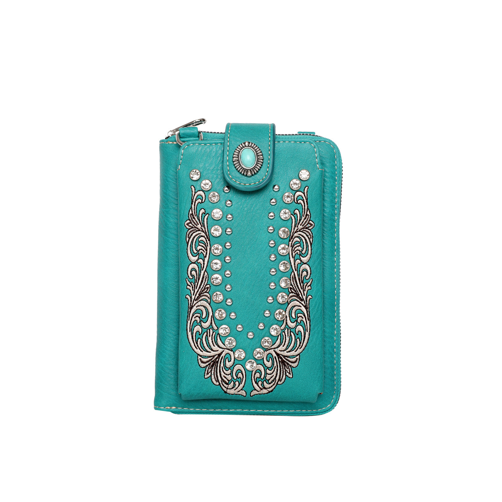 American Bling Embossed Collection Western Style Crossbody Wallet Purse