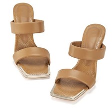 Women's Square Open Toe Heel Chunky Block Mules Double Strap Sandal Sz 9.5