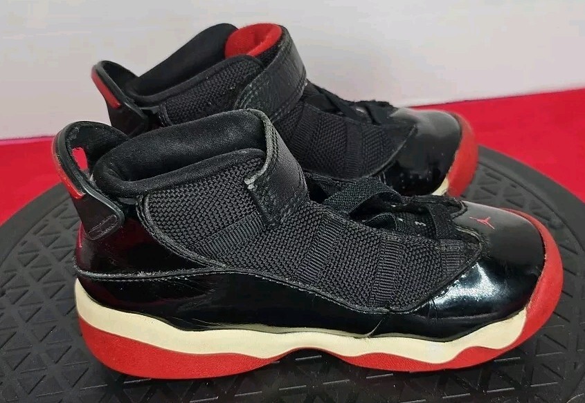 Nike Air Jordan 6 Rings TD Bred Two3 Shoes Black Red 323420-062 Toddler 9C thumbnail 11