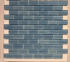 LM-2669  1x2 Seabrew Splash Glass Mosaic  - 10 sheets