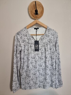 CAROLL: GRAUES T-SHIRT BLUSE SILBERRAND BEDRUCKT NEU ETIKETT WERT 60 E 