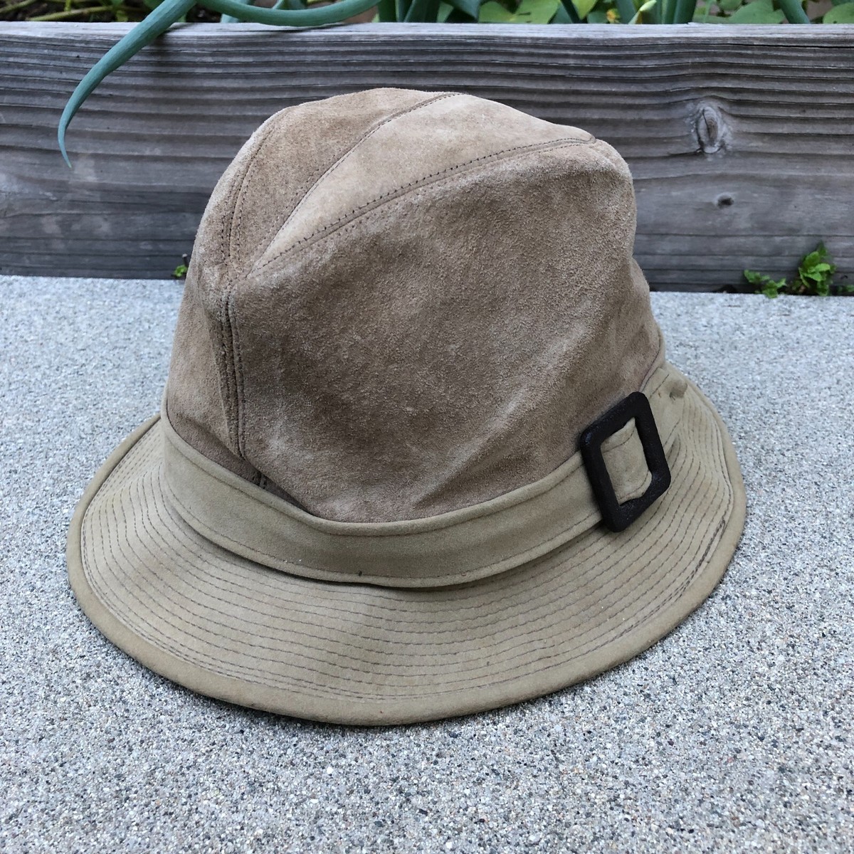 Vintage DOBBS Leather Suede Bucket Fedora Hat Men Vintage dobbs hat men’s unisex main image 0