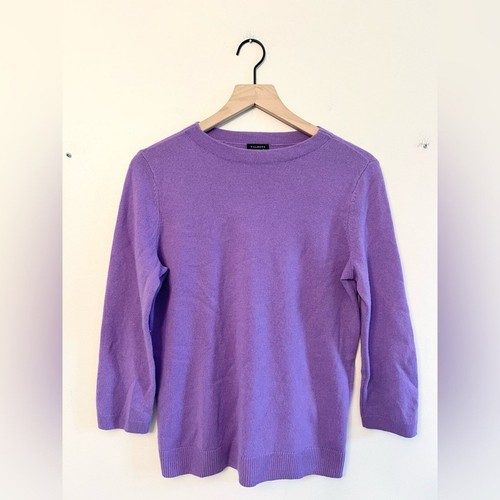Talbots 100% cashmere medium purple sweater 3/4 sleeve high neck fall