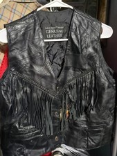 Italian Stone Design- Unisex Motorcycle Vest Leather Lace Up Sides Biker Black