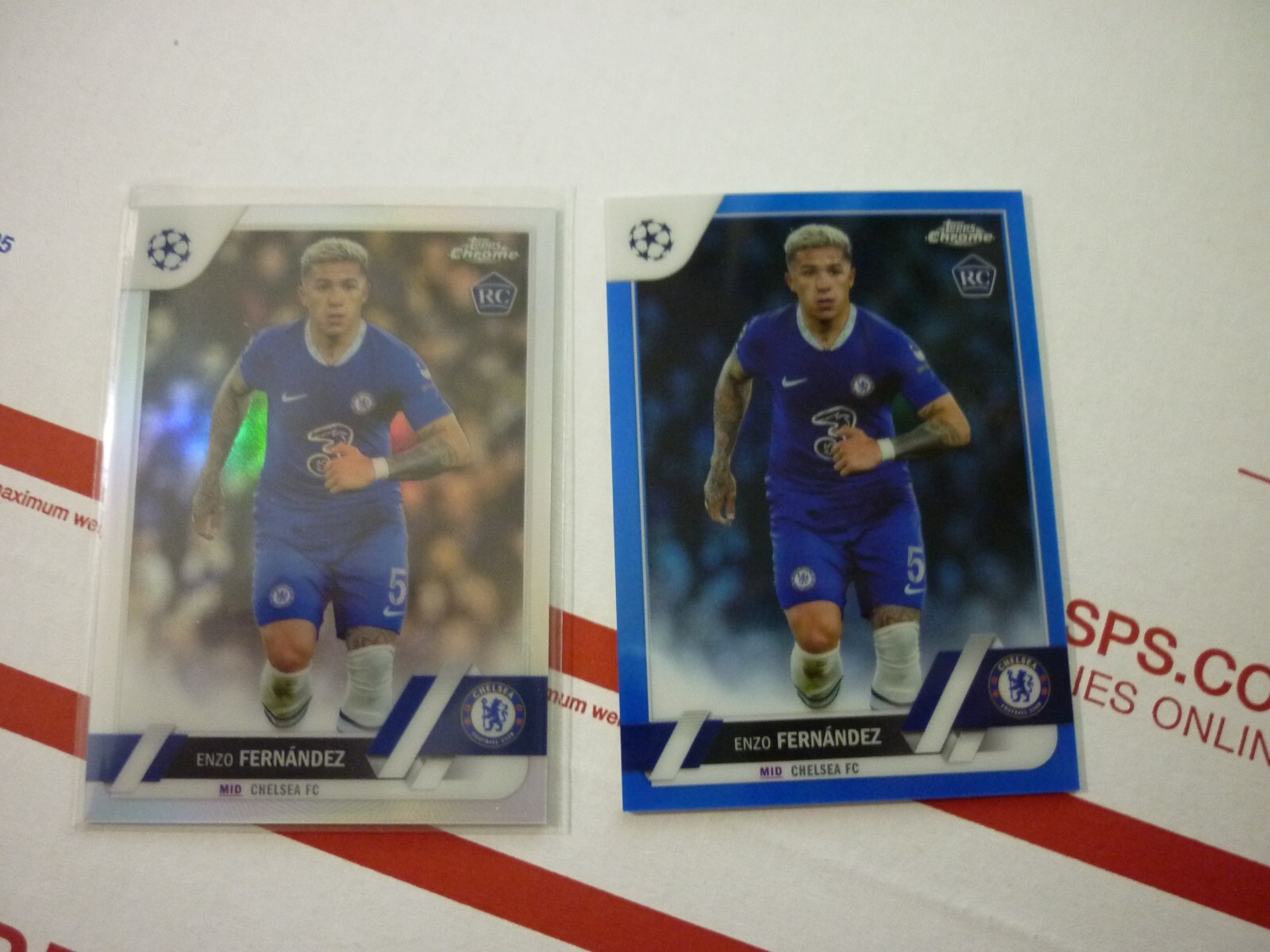 Enzo Fernandez 2022-23 Topps Chrome UEFA #158 RC Blue Refractors 42/150 +