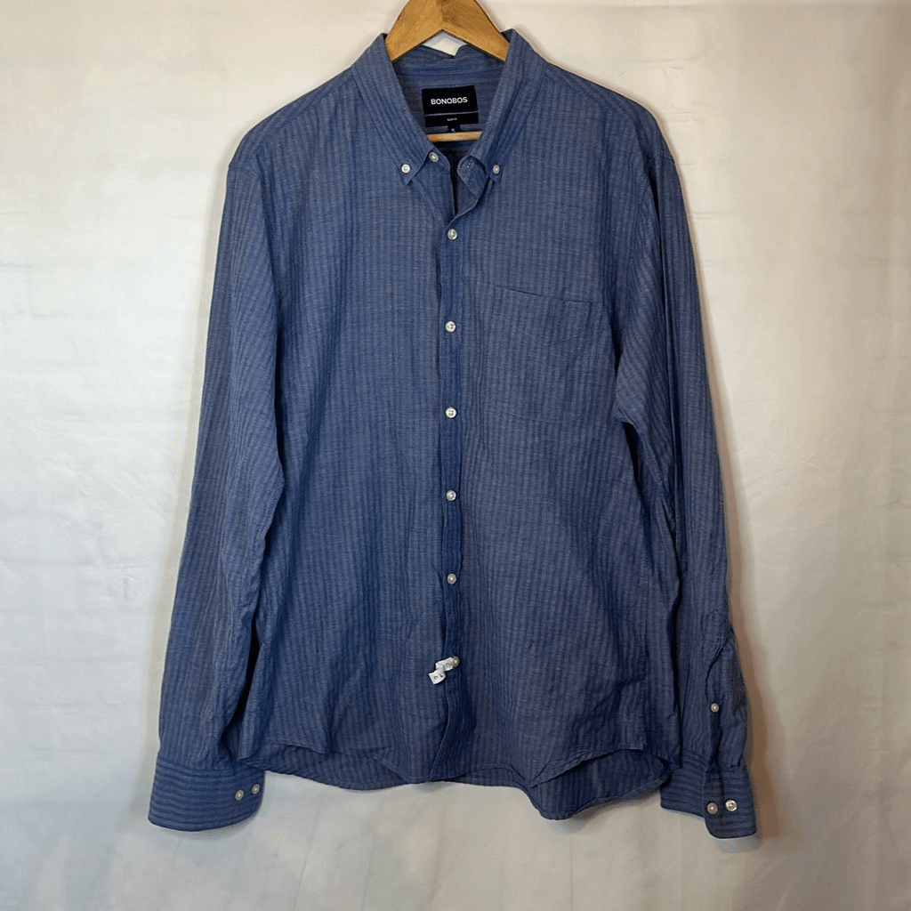 Chemise Bonobos Homme - Bleu Chambray - Manches Longues - Taille M - Occasion