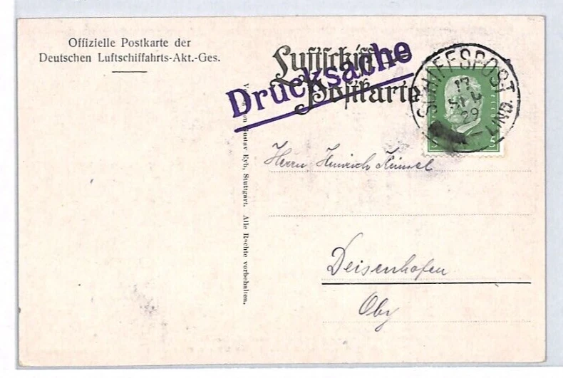 GERMANY Postcard Maritime *SCHIFFPOST* SHIP MAIL Bodensee Deisenhofen 1929 PX89 - Image 2 of 4