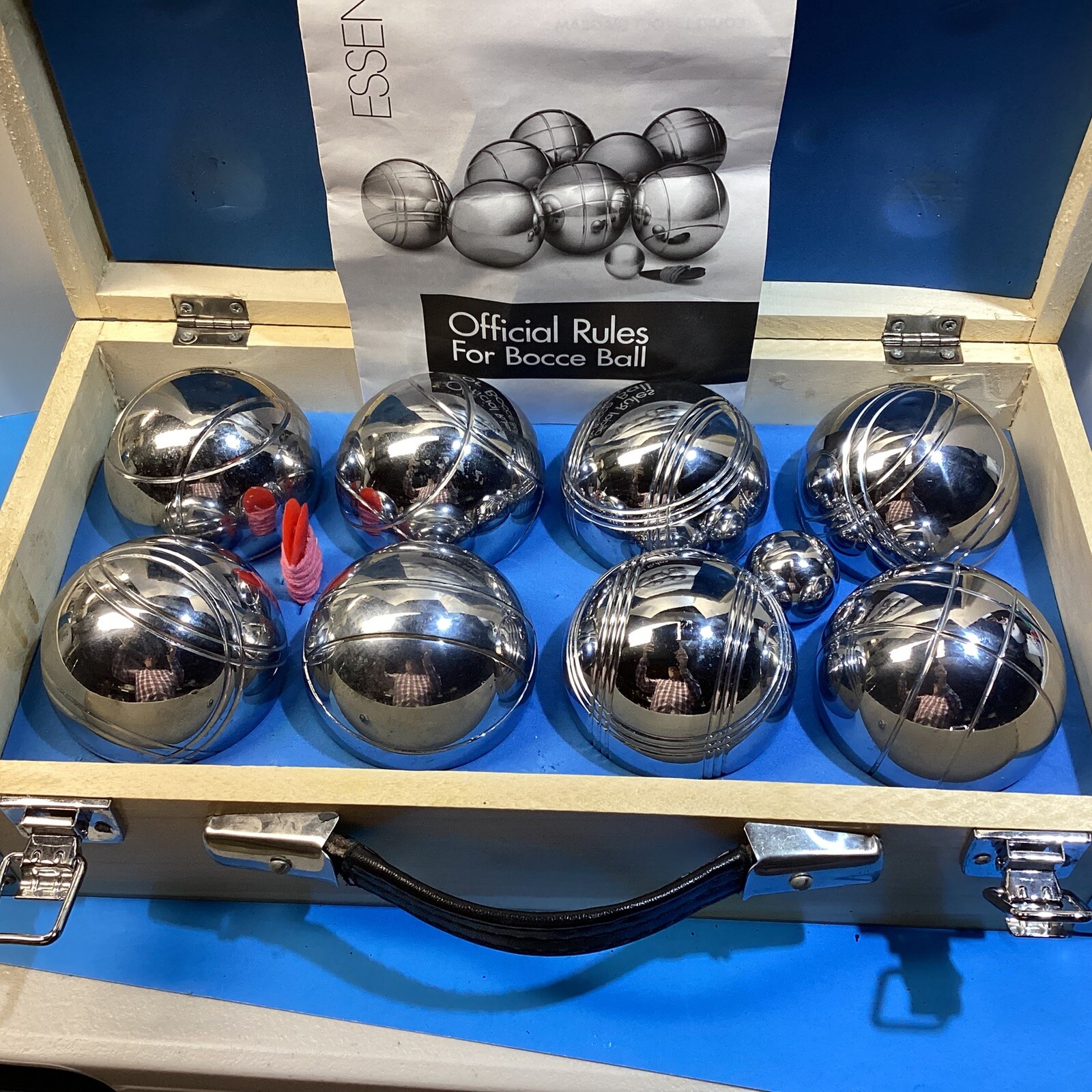 Essential gear stainless steel bocce ball set in wood box eBay