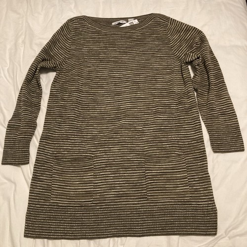 NWT Eight Eight Eight Women's Size XL Striped Cotton Knit Tunic Sweater Pockets