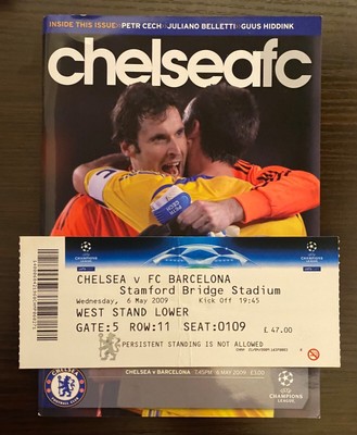 2009 Chelsea vs Barcelona Controversial Game Ticket Set Iniesta 