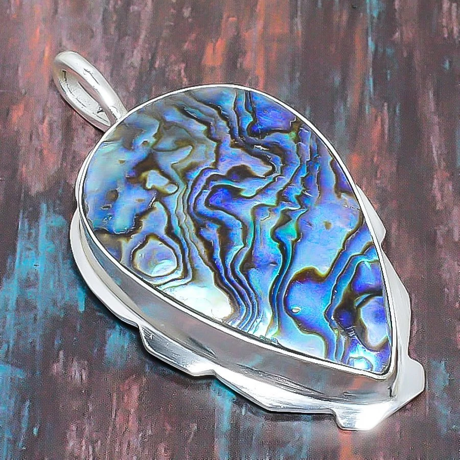 Colgante de joyería de regalo hecho a mano concha de abulón 2,56" W059 Foto 2 de 4