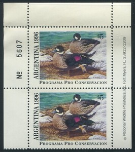 Argentina Duck Stamp 1996 - ARG 2 - Control Numbered Pair - MNH