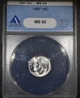 1957 Roosevelt Dime "ANACS MS65"