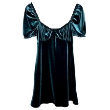 Urban Outfitters Velvet Babydoll Dress Women's Shimmering Green Pixie Stretch XS