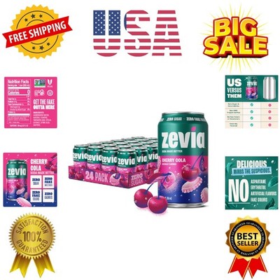 Zero Sugar Soda, Cherry Cola, 12 oz Cans 24-Pack   Naturally Sweetened, Non-G...