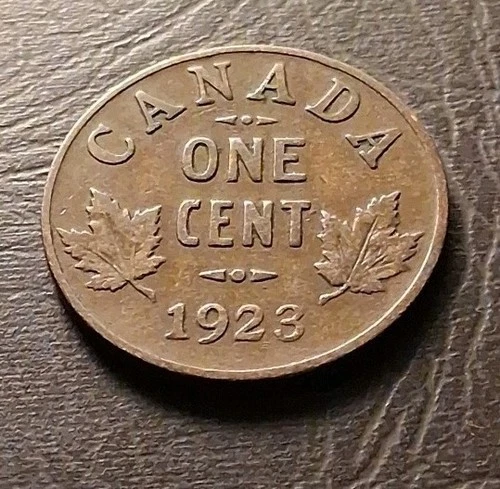 1923 Canada 1 Cent (A2) King George V Canadian Penny Copper Coin Small Cent