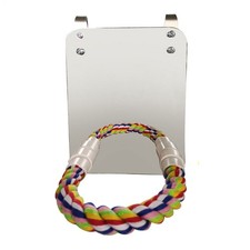 Bird Mirror with Rope Perch Cockatiel Mirror for Cage Bird Toys Stainless Steel