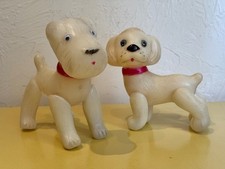 2 Vintage USSR Blow Plastic Tiny Dog Doll Soviet Plastic Decor Doll