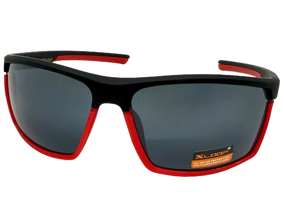 Men's Sporty Biker Fishing Cycling Wrap SUN GLASSES Black & Red Frame Dark Lens - Image 3 of 4