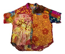 Vintage Jams World Shirt Hawaiian Rayon Floral XL Abstract Made In USA