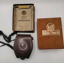 Vintage DeJur Critic Model 40 Exposure Meter Tested Working w/ Original Box Case