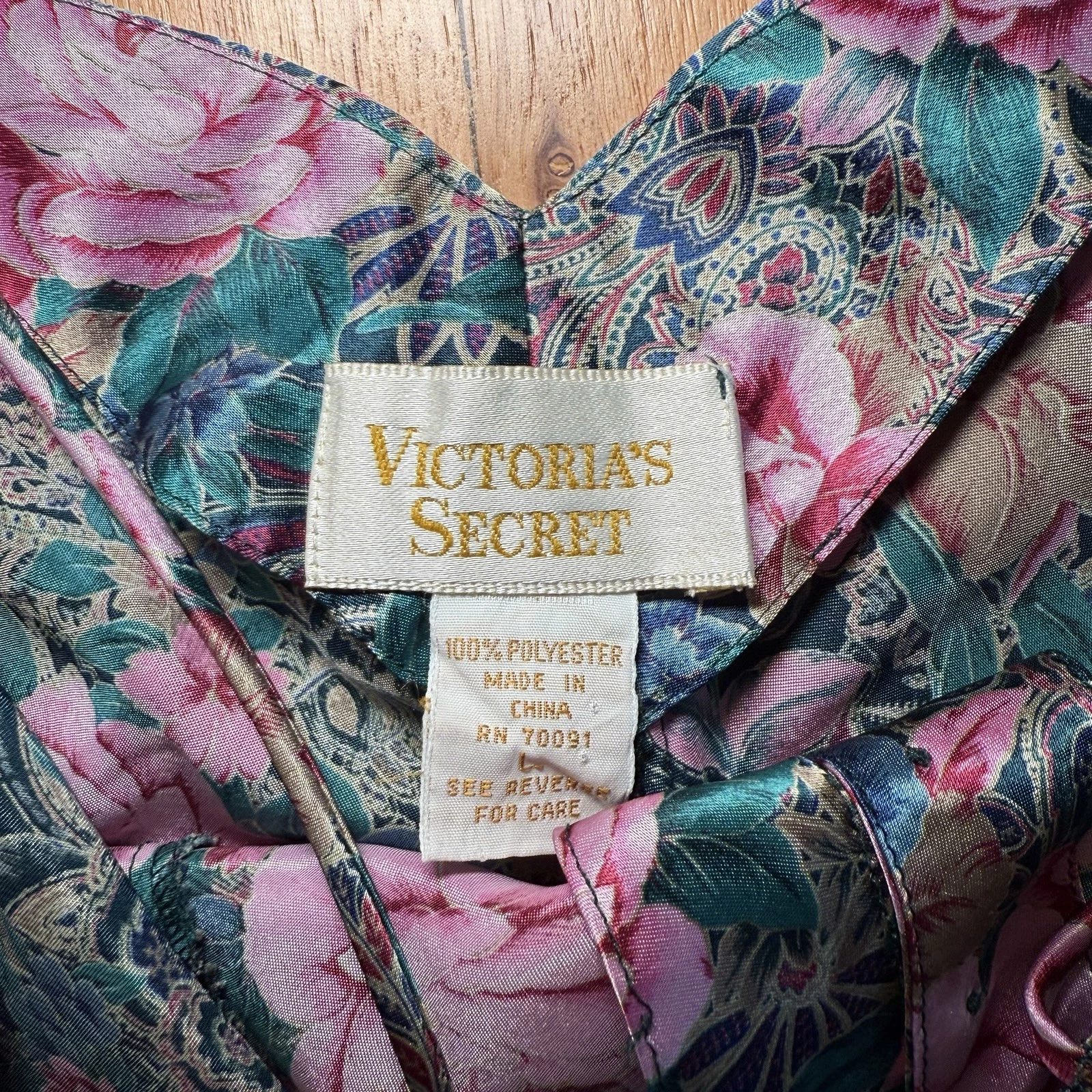 UNDERCOVER Abito Victoria's Secret Vintage Etichetta Oro Raso Floreale Slip Grande