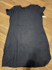 Daily Ritual Women's Short-Sleeve Scoop Neck T-Shirt Dress Navy X-Large size