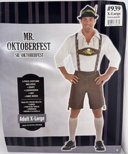 Mr. Oktoberfest Adult Costume 5 Piece Lederhosen Complete Outfit X-Large Mens