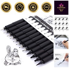 12-Piece Technical Drawing Pens Set with Ergonomic Grip for Professionals