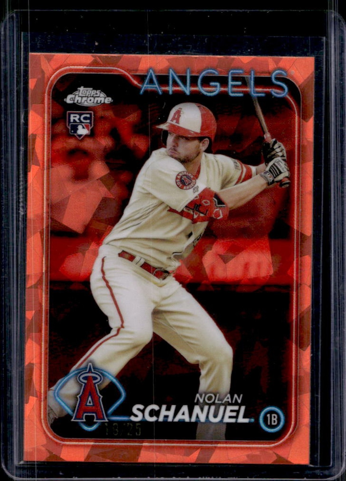 2024 Topps Chrome Sapphire Nolan Schanuel RC Orange Refractor #/25 Angels