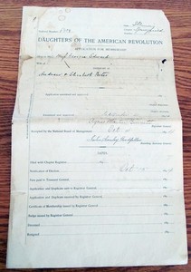 Antique 1894 Daughters of The American Revolution Application Andrew Porter