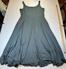 #2478 Quince XL Tencel Lyocell Maxi Dress Green Sleeveless Swing A-Line Stretch