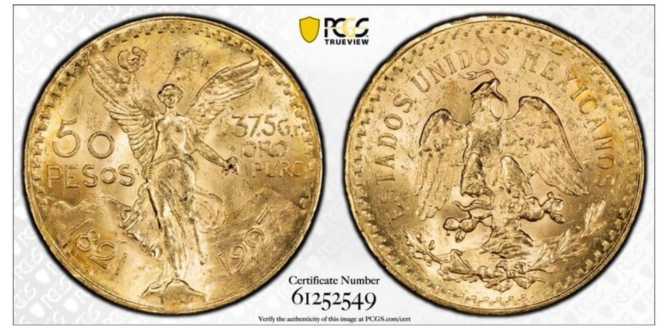 1927 MEXICO 50 PESOS GOLD COIN PCGS MS63 - Image 4 of 4