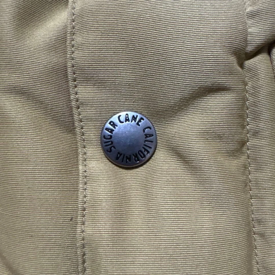 Chaleco de plumón de yugo de cuero ocre SUGARCANE talla M Foto 4 de 4