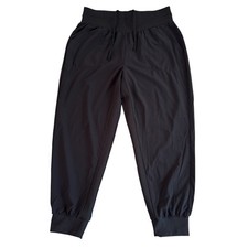 Zella Large Black Ribbed Trim Drawstring Active Jogger Womens Pants