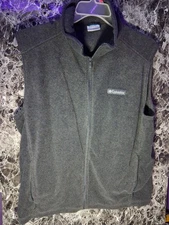 Columbia Full-Zip Sleeveless Fleece Vest Mens Size Large Pockets Gray