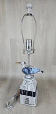 21" Seagull on Post Side Table Lamp Coastal Decor Ocean Sea Nautical Cabin Bird