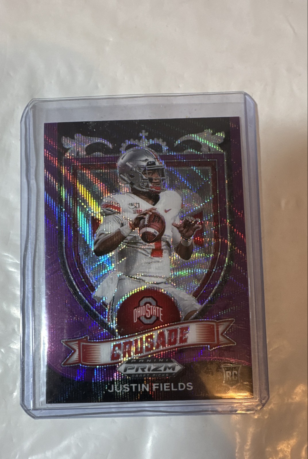 2021 Panini Prizm Draft Picks - Crusade Justin Fields #163 Purple Wave Prizm...