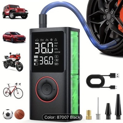 Cordless Tire Inflator Portable Air Compressor /Digital Gauge/Led/USB Recharge