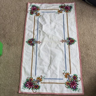 Vintage Hand Embroidered Tray Cloth See Photo For Condition
