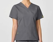 NWT WonderWink Origins Bravo Women's V-Neck Scrub Top - Pewter - Size XL 6016