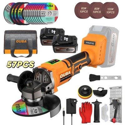 Cordless 4-1/2'' 5''Brushless Angle Grinder Kit w/2 Battery & Stand for Dewalt 20V