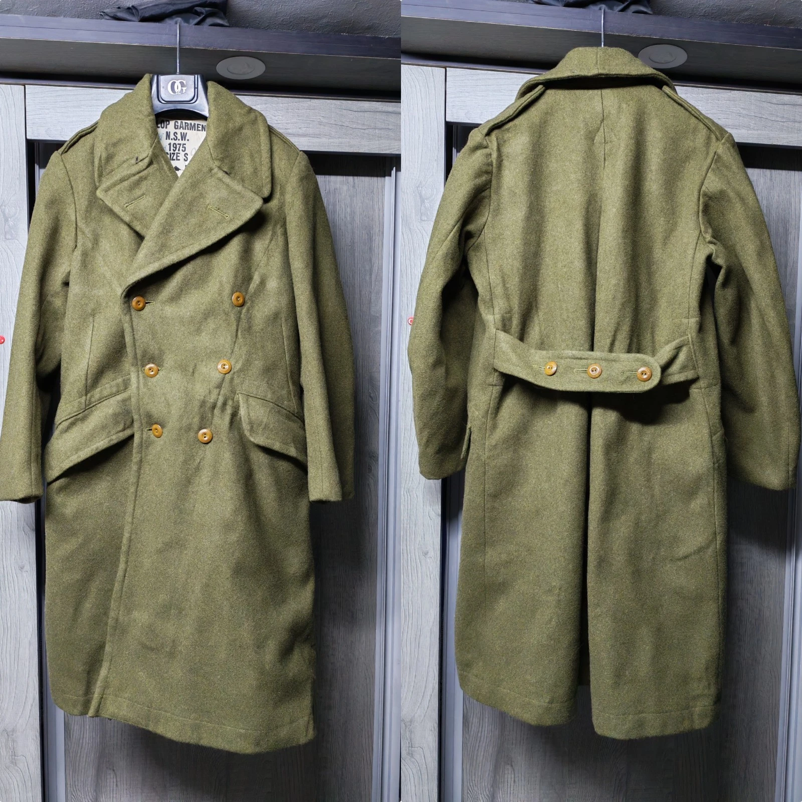 1970s Vintage Australian army pure Khaki wool db belted green over coat 34R 34S
Opens in a new windo