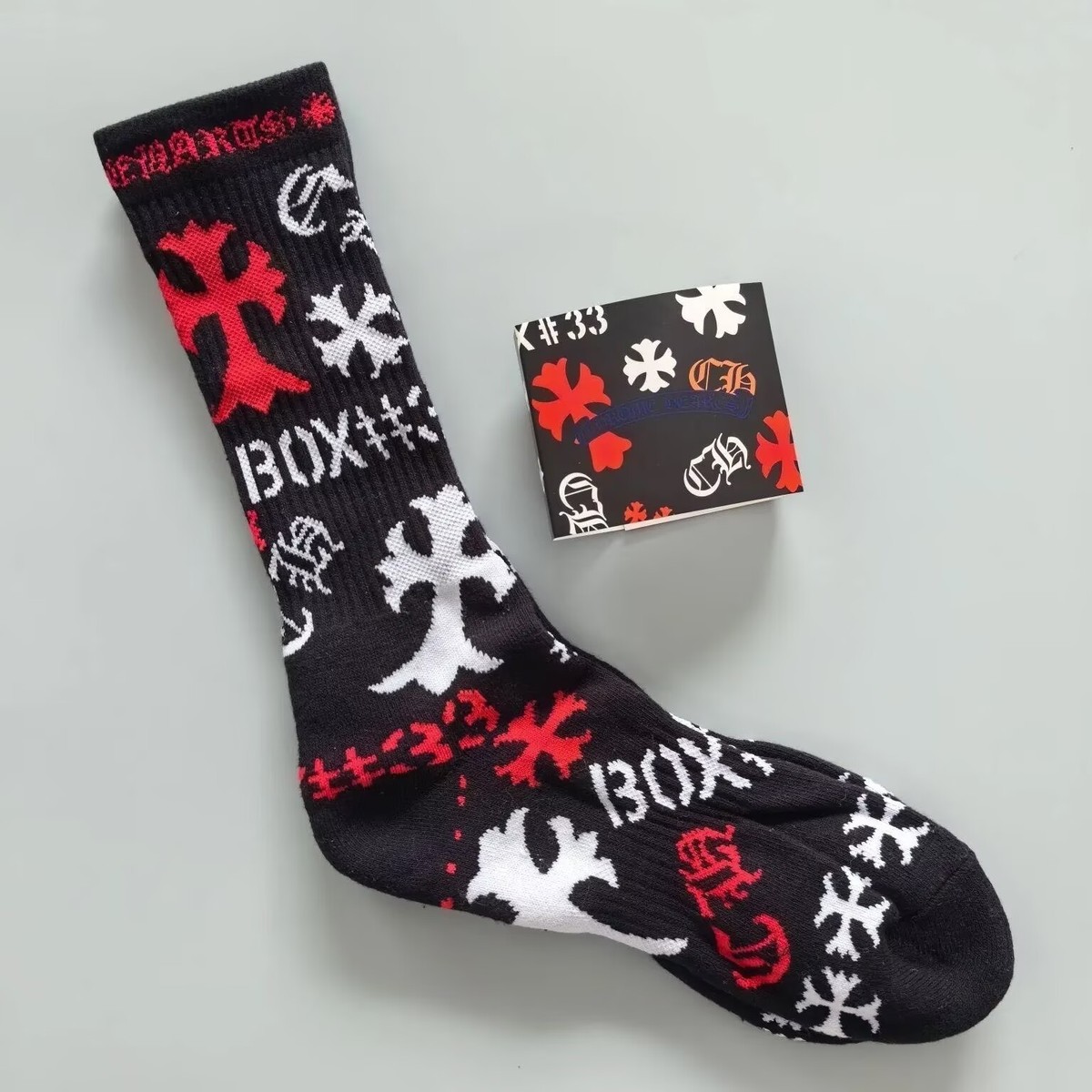 CHROME HEARTS チェック柄ソックス M Chrome Hearts logo Mattyboy Black Socks Unisex | eBay