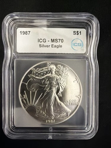 1987 Silver American Eagle IGC MS70           2nd Year RARE