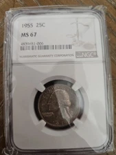 1955 25C Proof Washington Quarter NGC Ms67 Toning