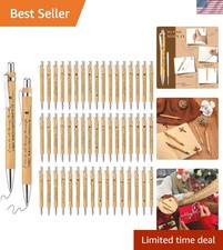 50 Pack Bible Verse Bamboo Retractable Ballpoint Pens Christian Inspirational Bi